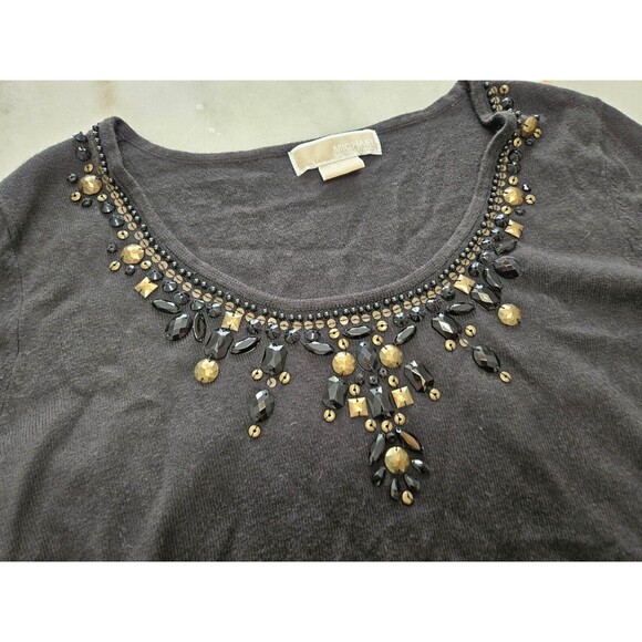 Michael Kors Women's Black Angora Sweater with Jewel Neckline Size M - Picture 3 of 9